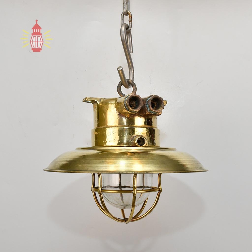 - DSC 8263 SL 10747 Antique Wiska Brass Nautical Ceiling Lamp with Shade