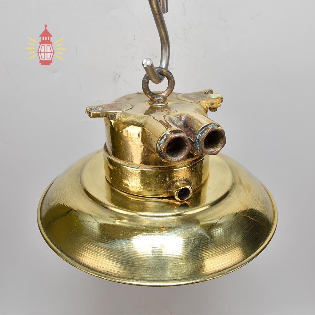 - DSC 8266 SL 10747 Antique Wiska Brass Nautical Ceiling Lamp with Shade