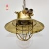 Antique Wiska Brass Nautical Ceiling Lamp with Shade