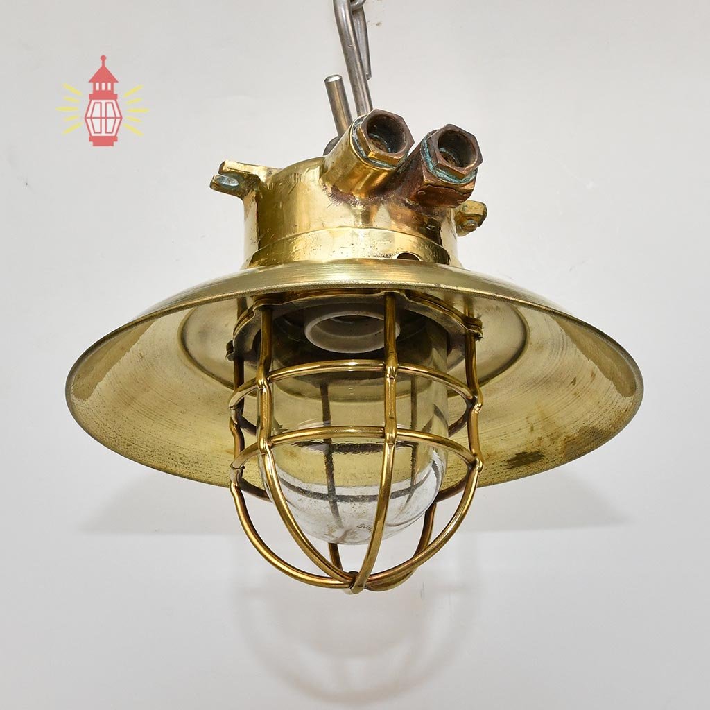 - DSC 8267 SL 10747 Antique Wiska Brass Nautical Ceiling Lamp with Shade