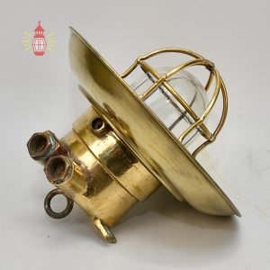 - DSC 8268 SL 10747 Antique Wiska Brass Nautical Ceiling Lamp with Shade