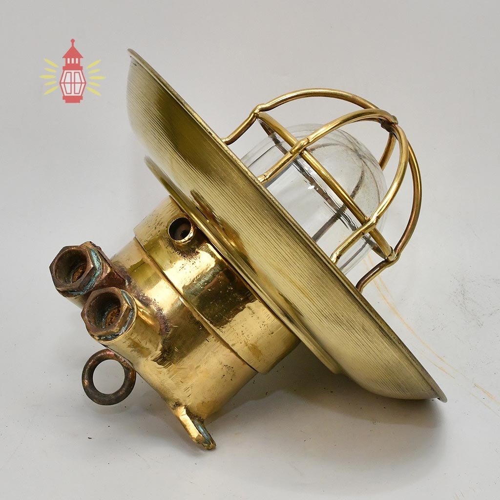 - DSC 8268 SL 10747 Antique Wiska Brass Nautical Ceiling Lamp with Shade