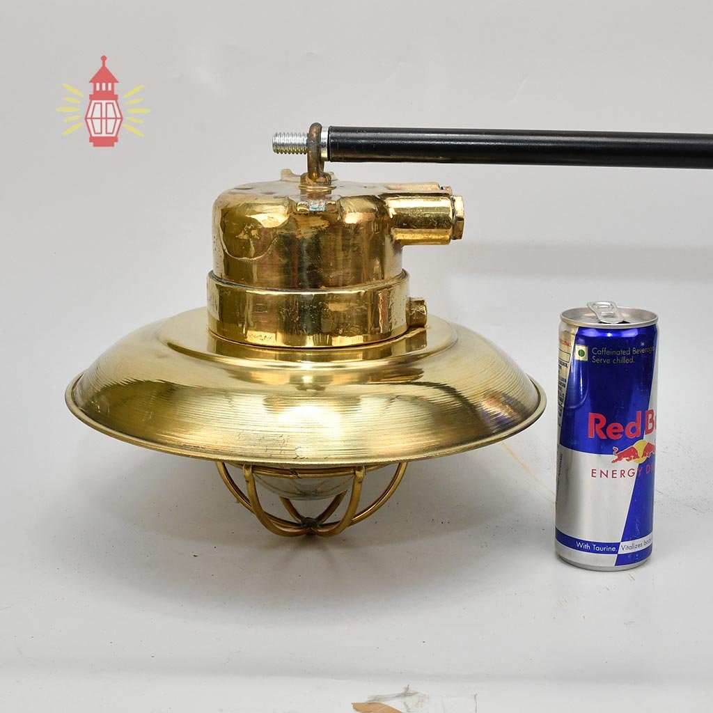 - DSC 8270 SL 10747 Antique Wiska Brass Nautical Ceiling Lamp with Shade