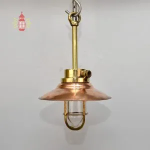 Antique Brass Nautical Pendant with Copper Shade