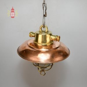 Hanging Brass lamp with copper shade