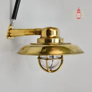 Authentic Vintage Wiska German Brass Nautical Wall Light with Shade