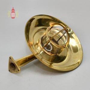 Authentic Vintage Wiska German Brass Nautical Wall Light with Shade