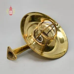 - DSC 8370 SL 10772 Authentic Vintage Wiska German Brass Nautical Wall Light with Shade