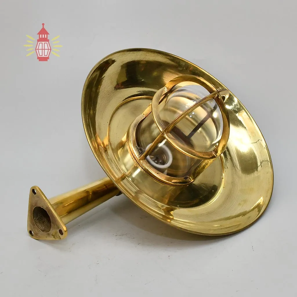 - DSC 8370 SL 10772 Authentic Vintage Wiska German Brass Nautical Wall Light with Shade