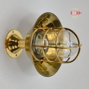 Marine Antique Brass Nautical Ceiling Mount Lamp with Shade