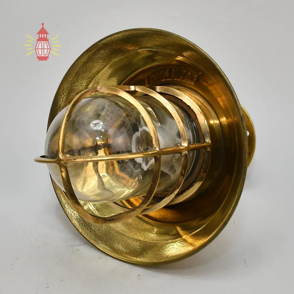 - DSC 8403 SL 10743 Marine Antique Brass Nautical Ceiling Mount Lamp with Shade