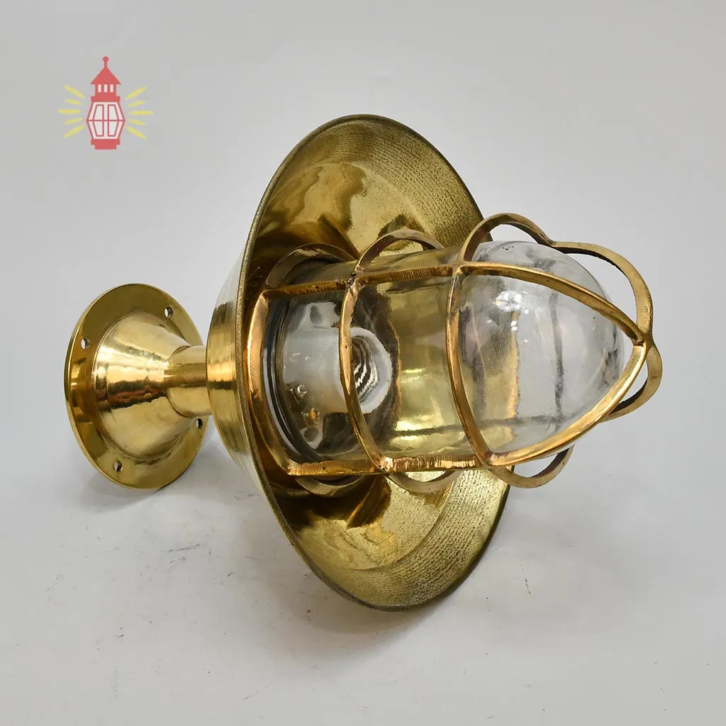 - DSC 8404 SL 10743 Marine Antique Brass Nautical Ceiling Mount Lamp with Shade