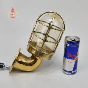 - DSC 8430 SL 10770 Handcrafted Brass Nautical Swan Neck Wall Light with Cage