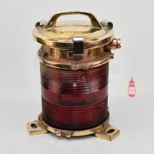 Authentic Polished Brass Port Navigation Light with Red Glass – Vintage Maritime