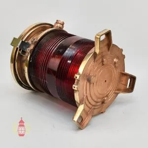 Authentic Polished Brass Port Navigation Light with Red Glass – Vintage Maritime