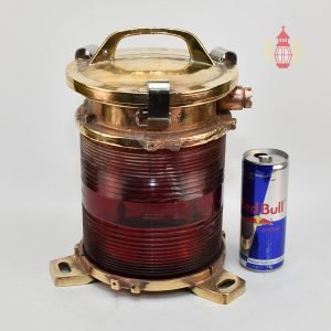 Authentic Polished Brass Port Navigation Light with Red Glass – Vintage Maritime
