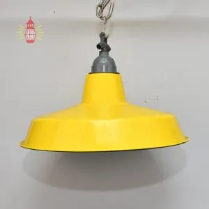 Authentic Vintage Iron Pendant Light with Yellow Shade – Nautical Salvage