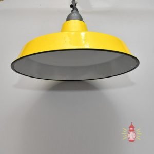 Authentic Vintage Iron Pendant Light with Yellow Shade – Nautical Salvage