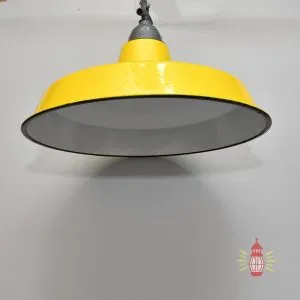 - SL 11764 2 Authentic Vintage Iron Pendant Light with Yellow Shade – Nautical Salvage