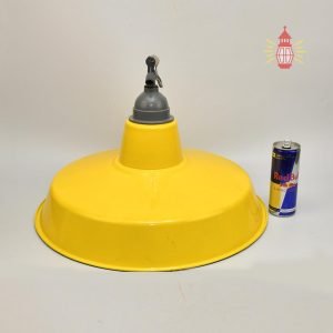 Authentic Vintage Iron Pendant Light with Yellow Shade – Nautical Salvage