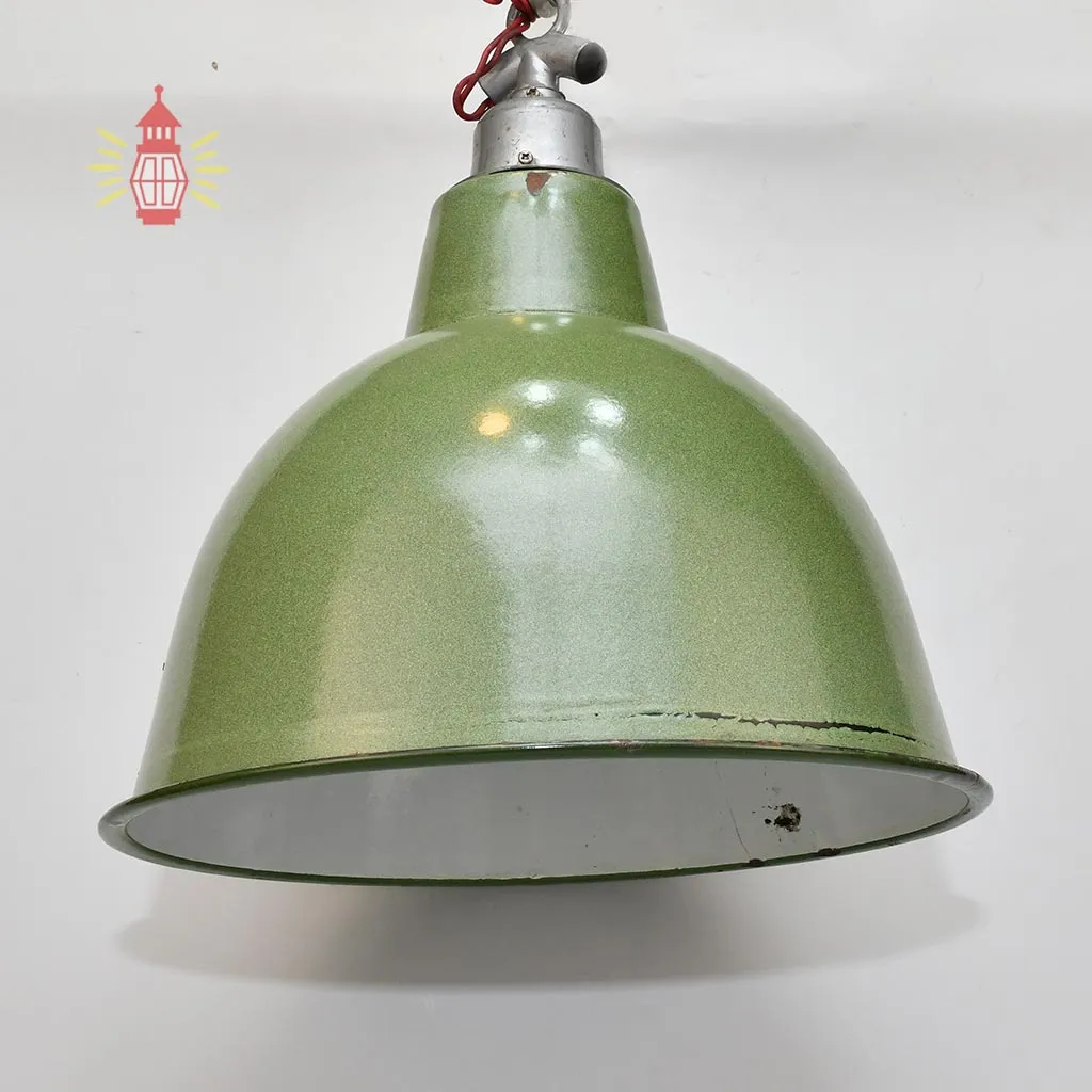 - SL 11765 2 Authentic Vintage Green Iron Cargo Pendant Light