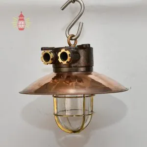 - SL 11773 Authentic Vintage Iron Brass Caged Light with Copper Shade – Nautical Salvage