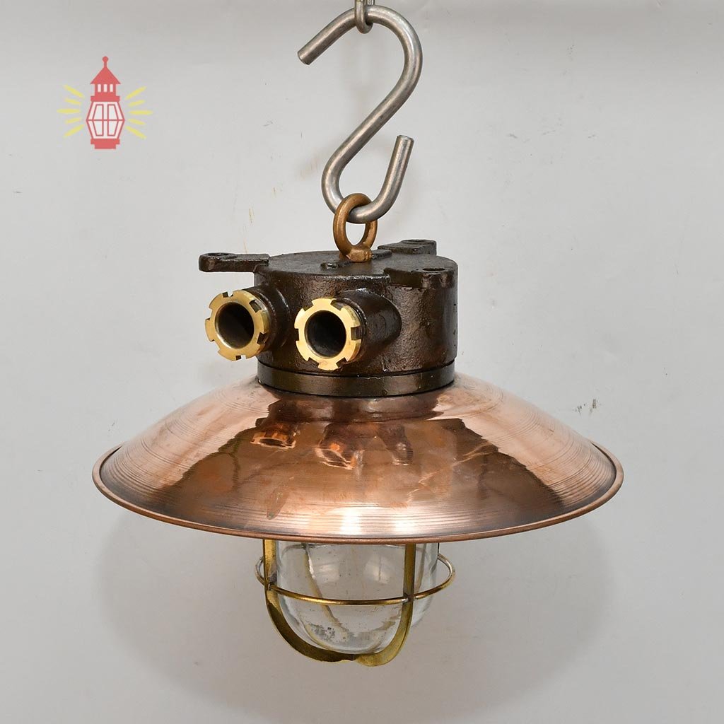 - SL 11773 1 Authentic Vintage Iron Brass Caged Light with Copper Shade – Nautical Salvage