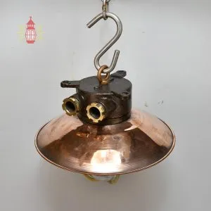 - SL 11773 2 Authentic Vintage Iron Brass Caged Light with Copper Shade – Nautical Salvage