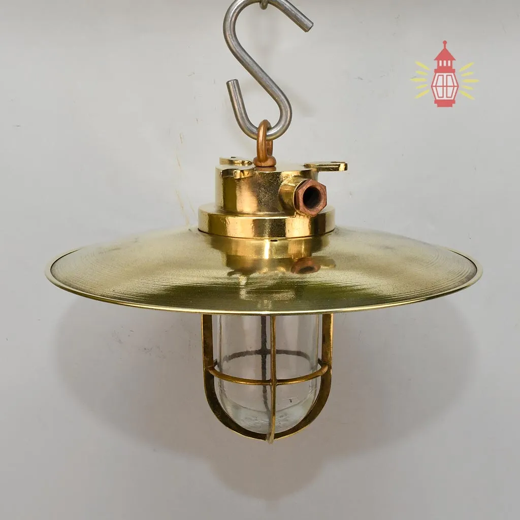 - SL 11774 1 Authentic Vintage Polished Brass Cargo Pendant Light