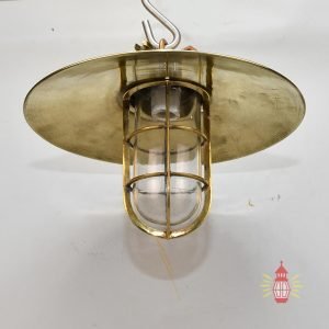 Authentic Vintage Polished Brass Cargo Pendant Light