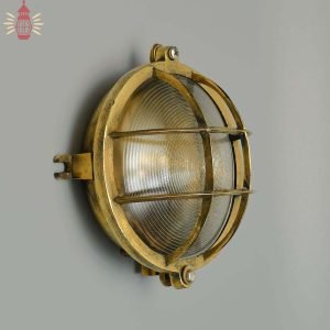 Authentic Vintage Brass Round Nautical Bulkhead Wall Light