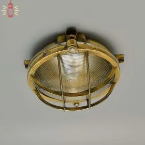 - SL 11808 1 Authentic Vintage Brass Round Nautical Bulkhead Wall Light