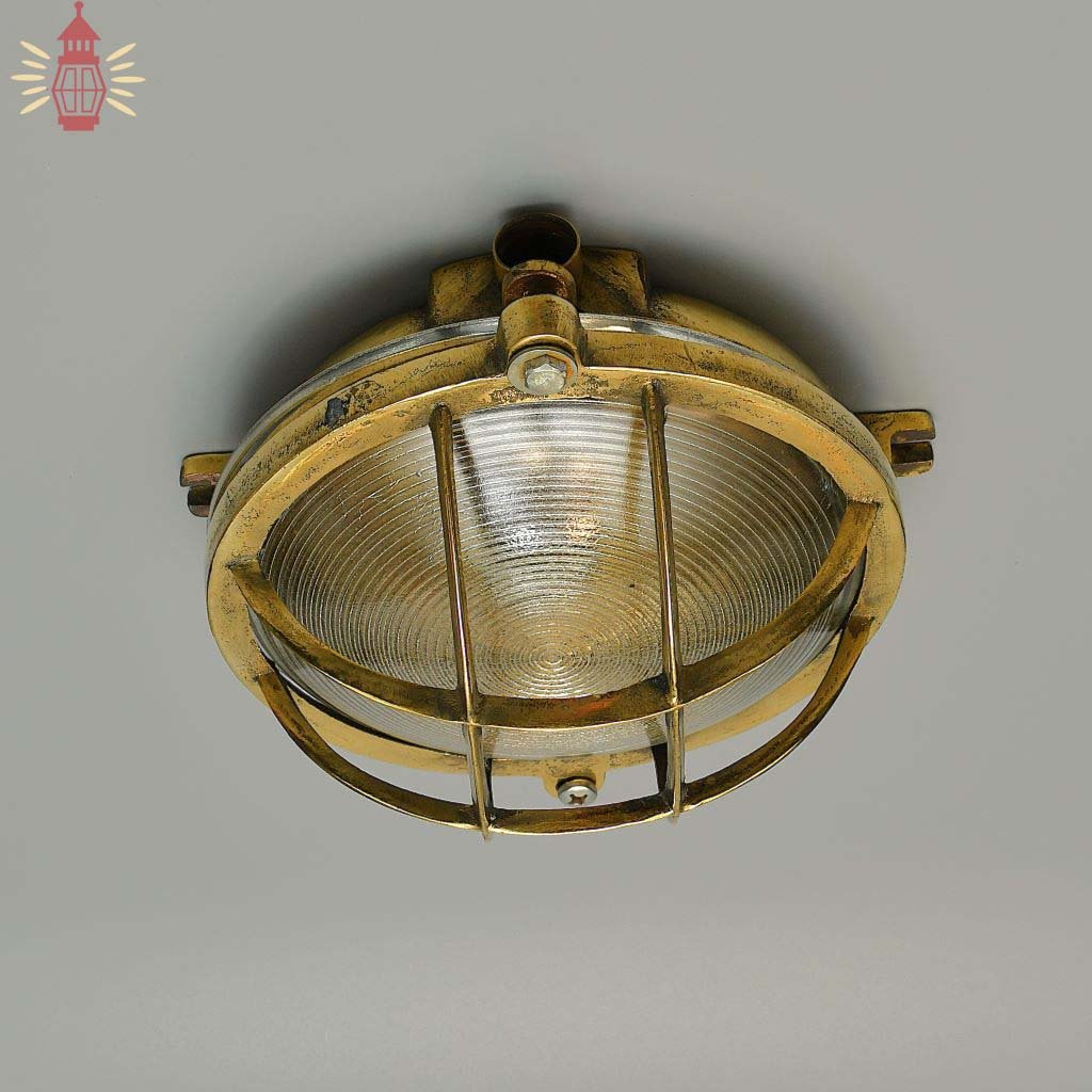 - SL 11808 1 Authentic Vintage Brass Round Nautical Bulkhead Wall Light