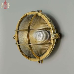 - SL 11808 2 Authentic Vintage Brass Round Nautical Bulkhead Wall Light