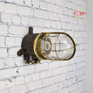- SL 12662 Authentic Vintage Brass Caged Bulkhead Light – Nautical Wall Salvage