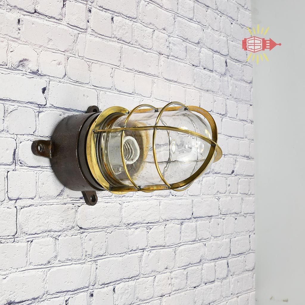 - SL 12662 2 rotated Authentic Vintage Brass Caged Bulkhead Light – Nautical Wall Salvage