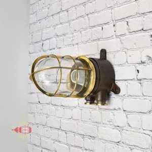 - SL 12662 3 Authentic Vintage Brass Caged Bulkhead Light – Nautical Wall Salvage