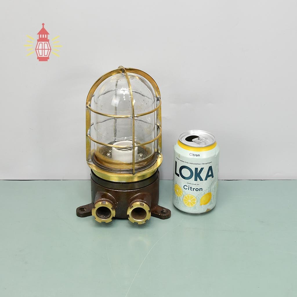- SL 12662 4 Authentic Vintage Brass Caged Bulkhead Light – Nautical Wall Salvage