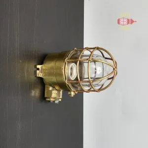 Authentic Vintage Wiska Brass Bulkhead Light – Heavy Nautical Wall Lamp