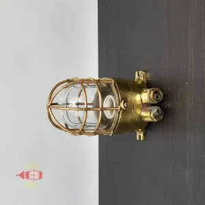 - SL 12692 1 Authentic Vintage Wiska Brass Bulkhead Light – Heavy Nautical Wall Lamp