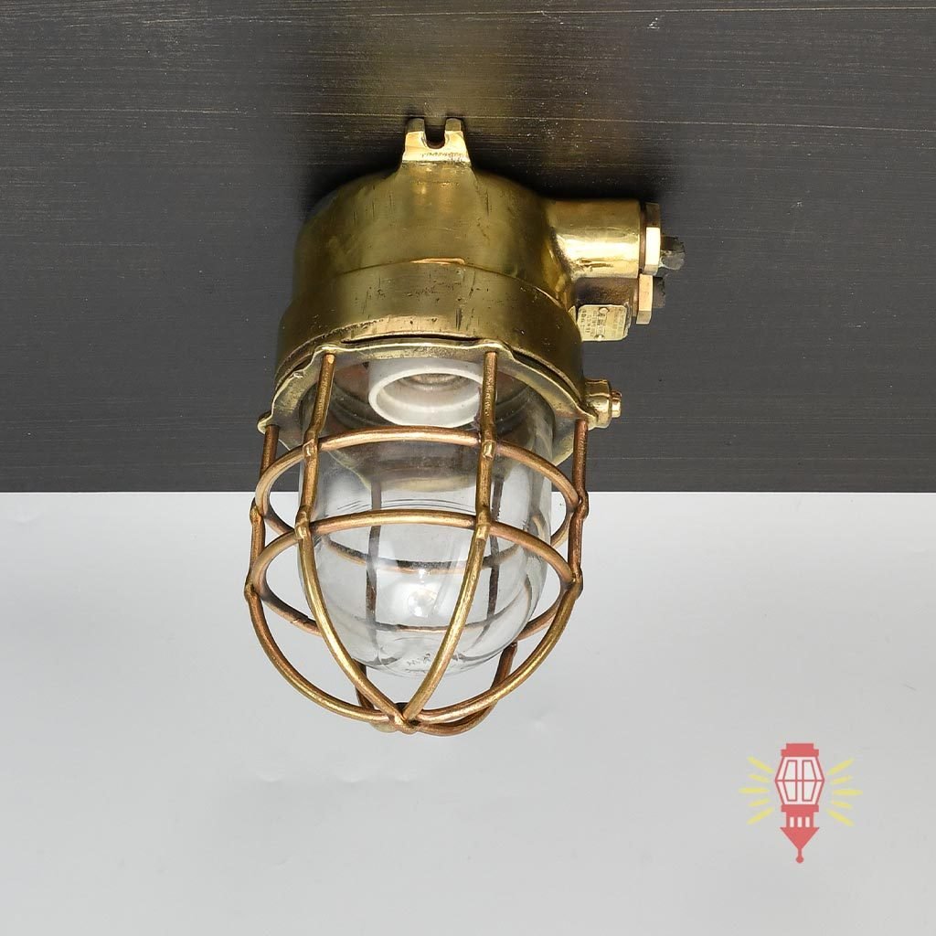 - SL 12692 3 rotated Authentic Vintage Wiska Brass Bulkhead Light – Heavy Nautical Wall Lamp