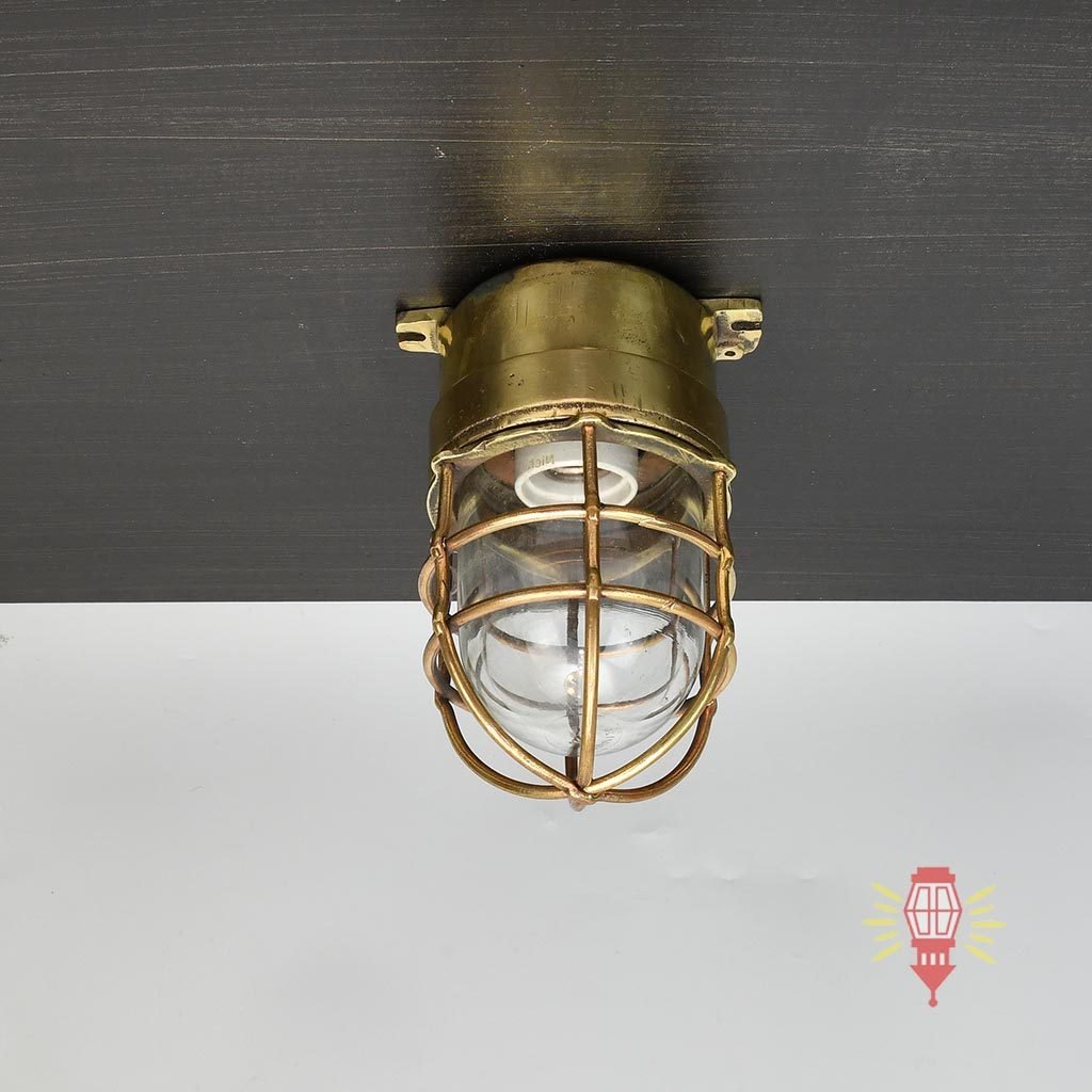 - SL 12692 4 rotated Authentic Vintage Wiska Brass Bulkhead Light – Heavy Nautical Wall Lamp