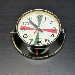 Authentic Vintage Seiko Radio Room Clock with Colour Dial – Stainless Steel Body