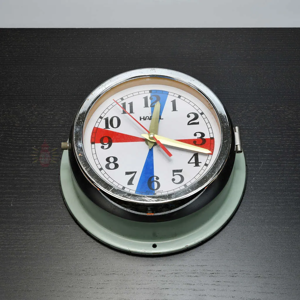 Authentic Hanil Radio Room Clock with Colour Dial blue – Vintage Maritime Salvage