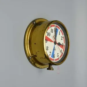 Authentic Brass Radio Room Clock with Colour Dial – Vintage Ships Salvage
