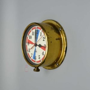 Authentic Brass Radio Room Clock with Colour Dial – Vintage Ships Salvage