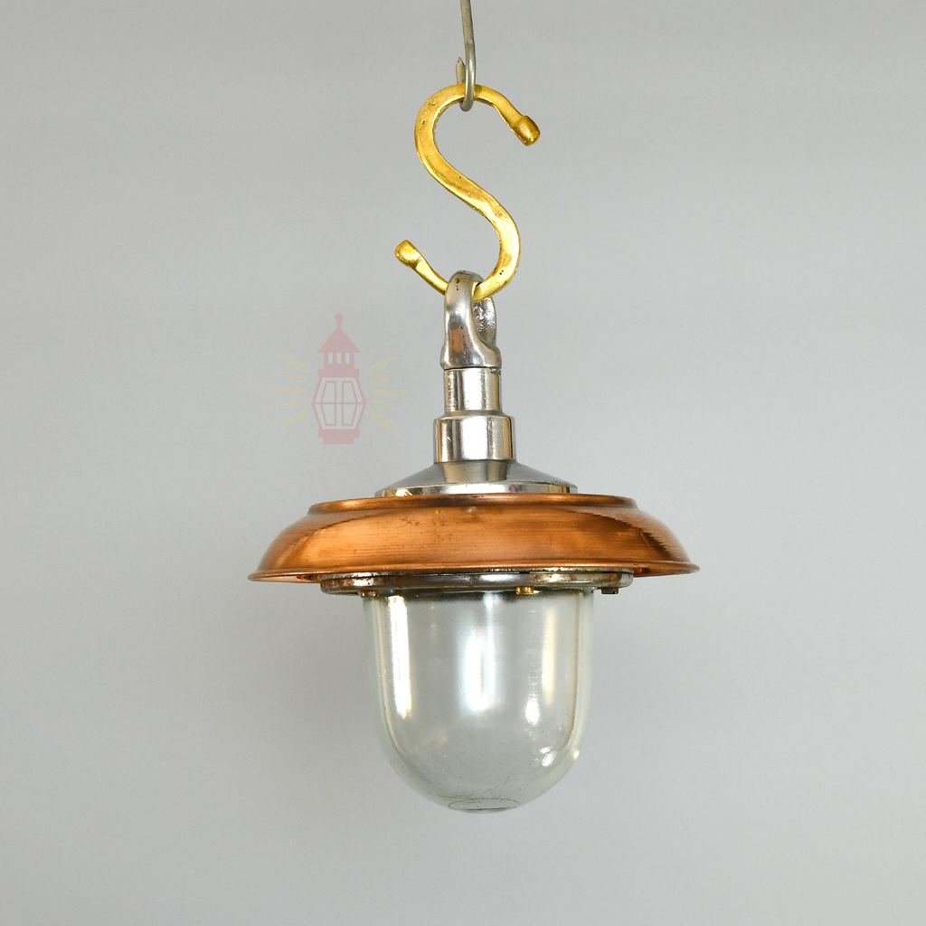 - SL 10745 2 Antique Nautical Aluminium Hanging Lamp with Copper Shade