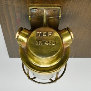 Vintage Brass Nautical Wall Lamp with Iron Cage