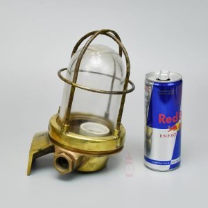 Vintage Brass Nautical Wall Lamp with Iron Cage