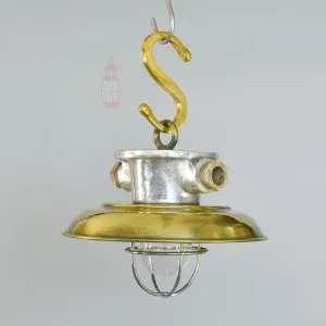 - SL 10750 2 Antique Aluminium Nautical Hanging Lamp with Brass Shade